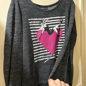 Style & Co. Charcoal Sweatshirt with Pink Heart Graphic